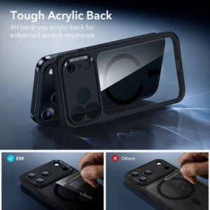 ESR Classic Hybrid HaloLock Clear Black комплект за iPhone 17 Pro – калъф и протектор