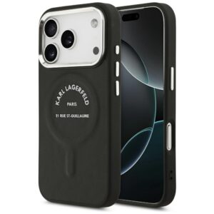 Черен Karl Lagerfeld RSG Logo MagSafe калъф за iPhone 17 Pro